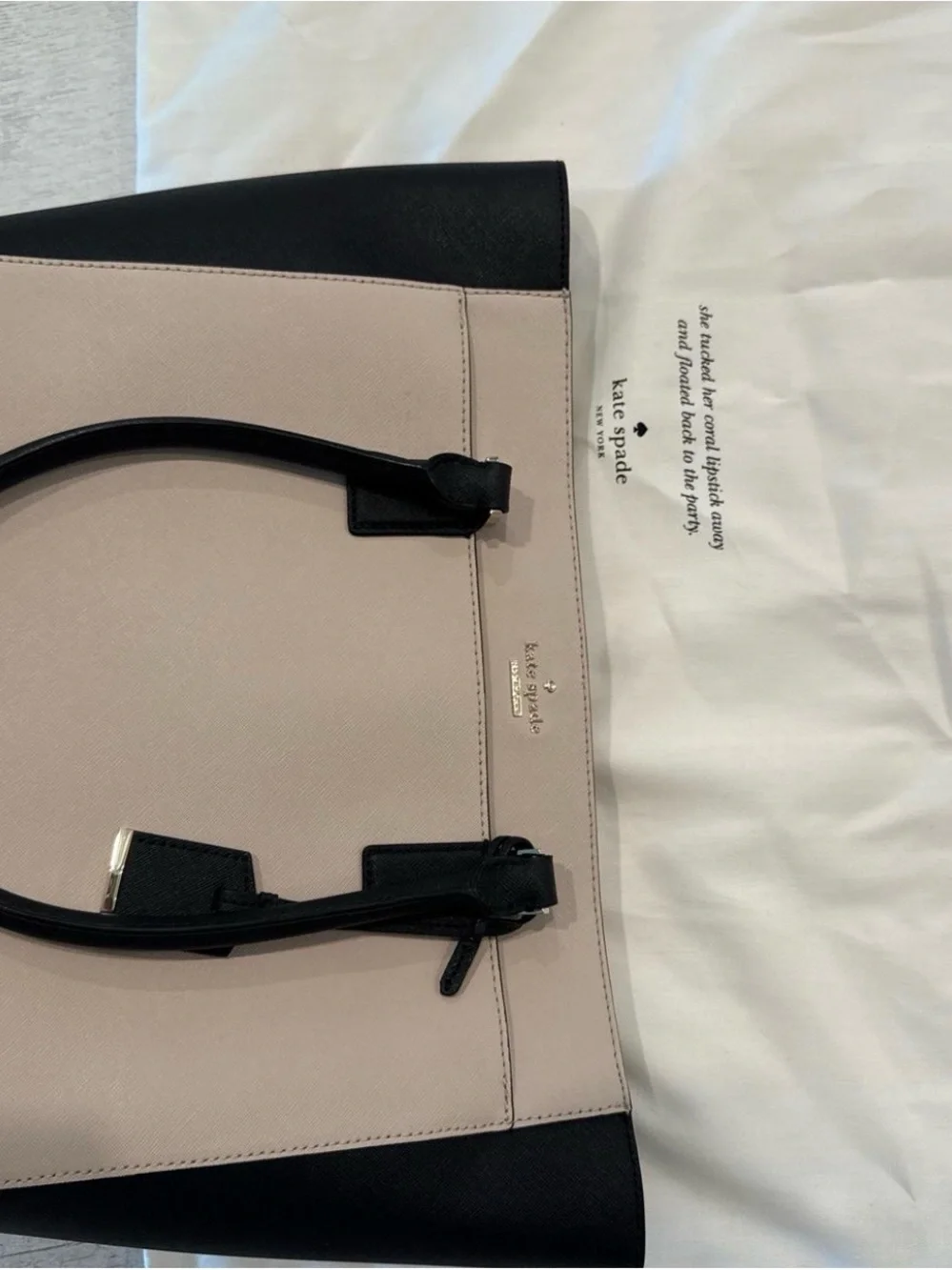 kate spade Black and Gray Two-Tone Structured Tote Saffiano Leather - Picture 6 of 6